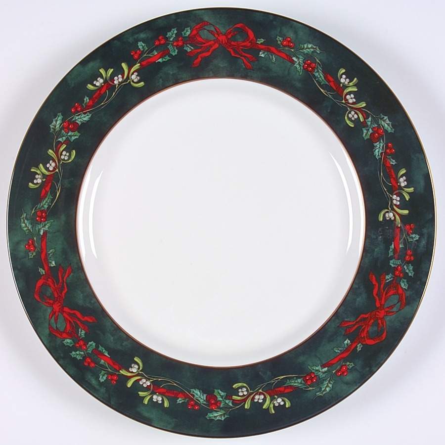 Holly Ribbons Green Service Plate (Charger) by Royal Worcester-1