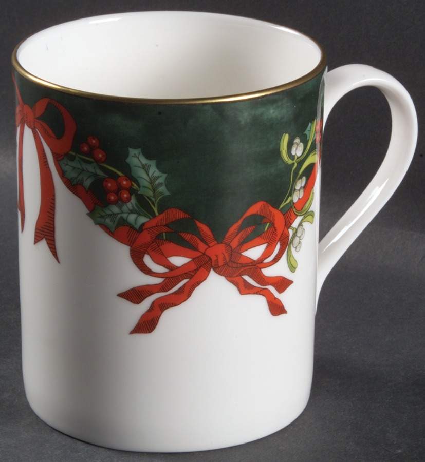 Holly Ribbons Green Mug by Royal Worcester-1