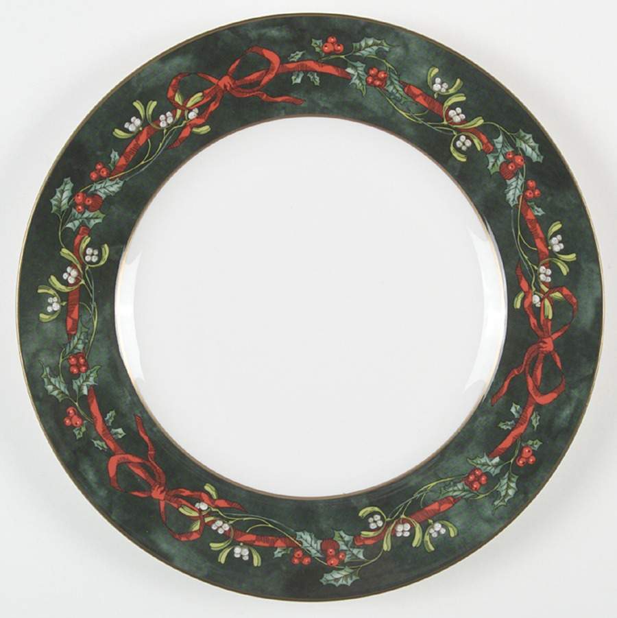 Holly Ribbons Green Luncheon Plate by Royal Worcester-1
