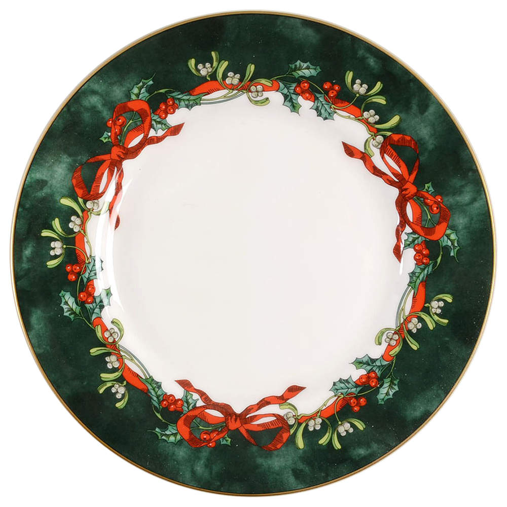 Holly Ribbons Green Salad Plate by Royal Worcester-1