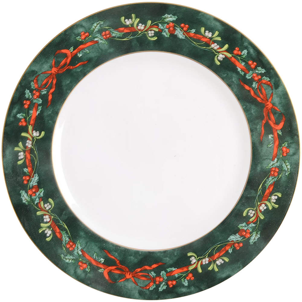 Holly Ribbons Green Dinner Plate by Royal Worcester-1