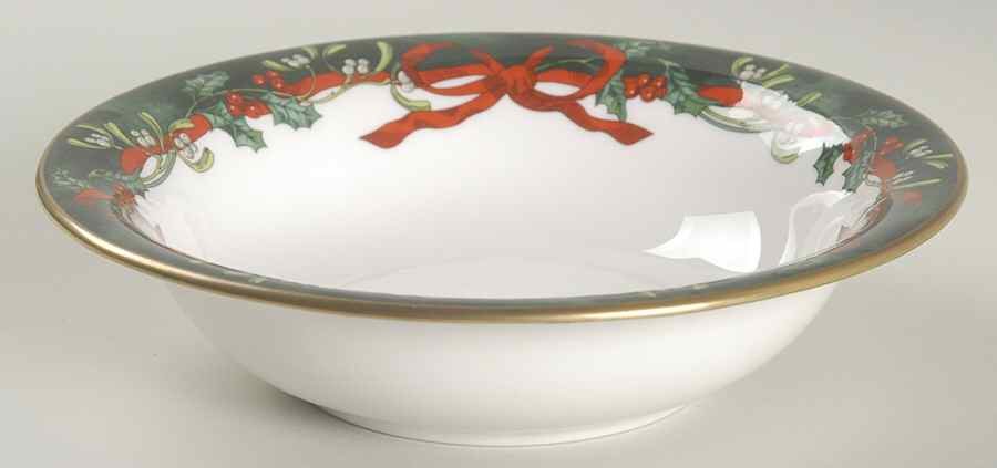 Holly Ribbons Green Coupe Cereal Bowl by Royal Worcester-1