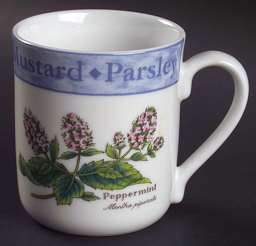 Herb Garden (Blue Rim with Herb Names) Mug by Royal Worcester-1
