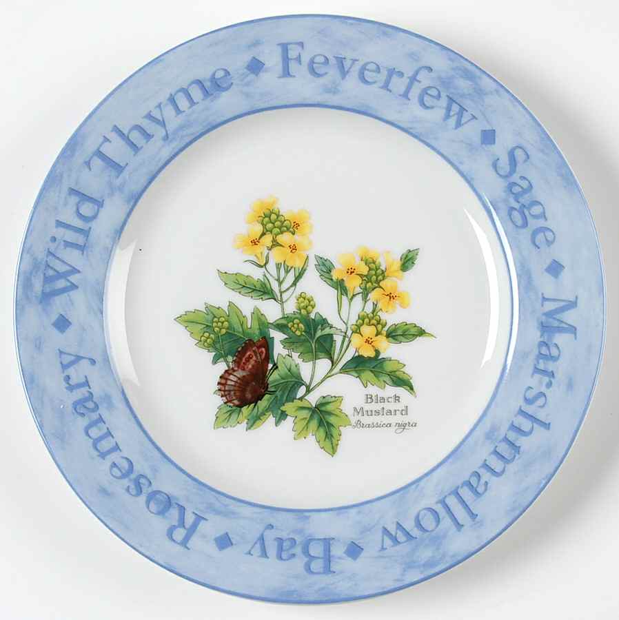 Herb Garden (Blue Rim with Herb Names) Bread & Butter Plate by Royal Worcester-1