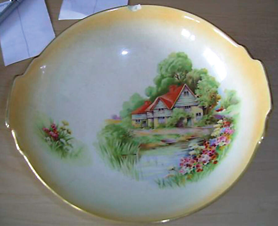 Red Roof Cottage Yellow Handled Cake Plate by Royal Winton-1