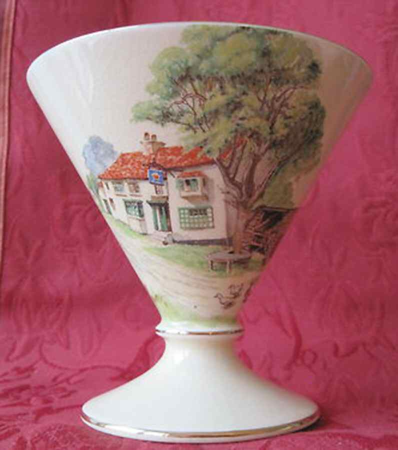 Red Roof Gordon Candy Jar No Lid by Royal Winton-1
