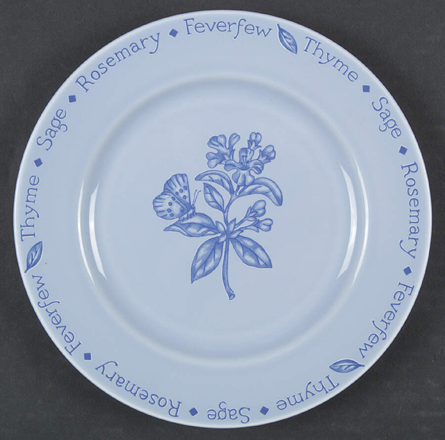 Herb Garden Blue Glaze Salad/Dessert Plate by Royal Worcester-1