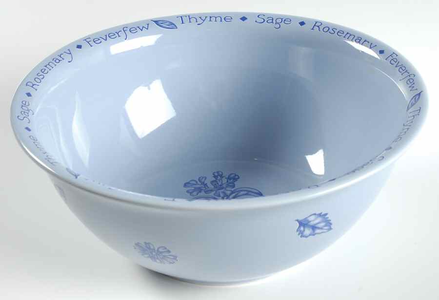 Herb Garden Blue Glaze 8" Salad Serving Bowl by Royal Worcester-1