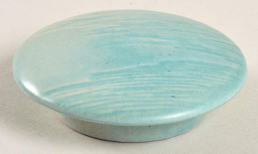 White Rose Blue Azure Lid for Teapot by Roseville-1