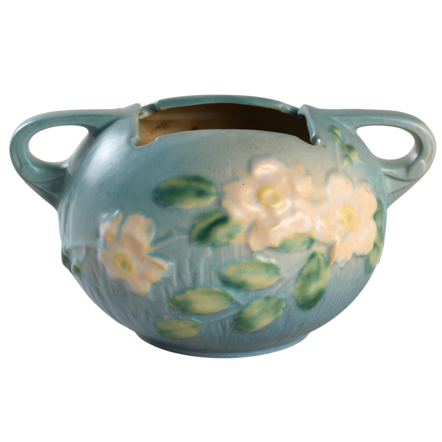 White Rose Blue Azure 4" Rose Bowl by Roseville-1