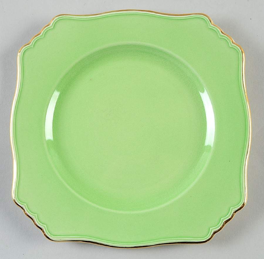 Pastel Ware Green (Molded Edge) Square Bread & Butter Plate by Royal Winton-1