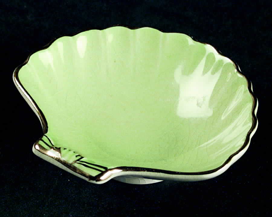 Pastel Ware Green (Not Molded) 3" Shell Shaped Nut Dish by Royal Winton-1