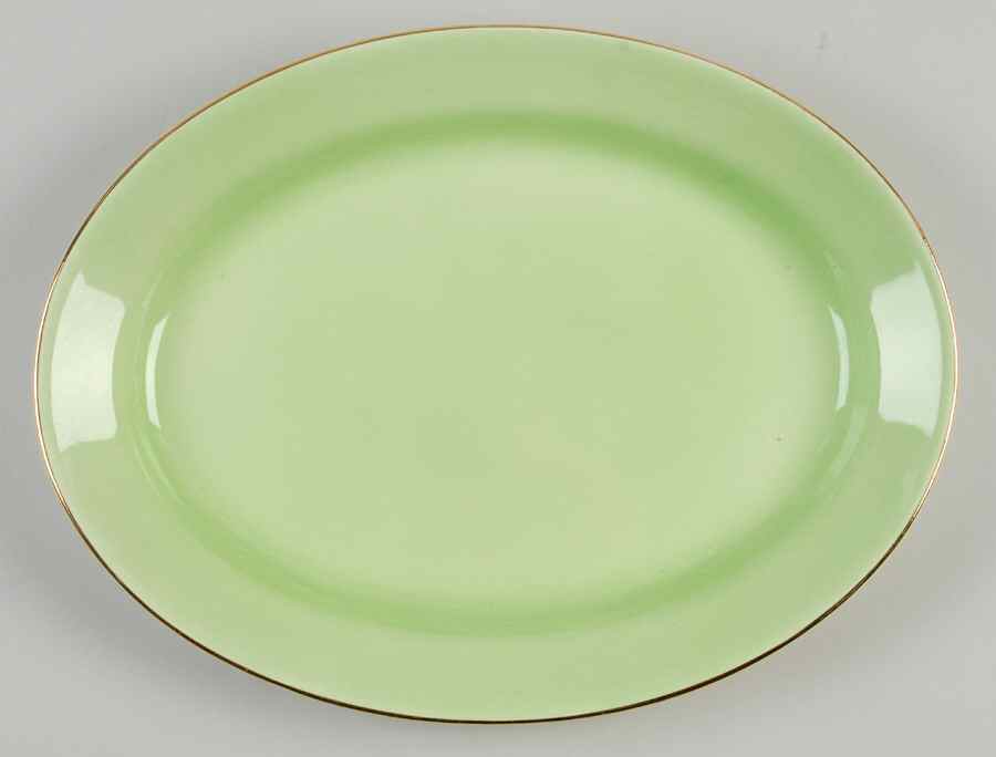 Pastel Ware Green (Not Molded) 12" Oval Serving Platter by Royal Winton-1