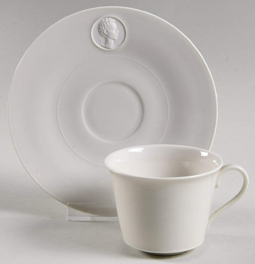Arcadia Cream--White Flat Demitasse Cup & Saucer Set by Royal Berlin-1