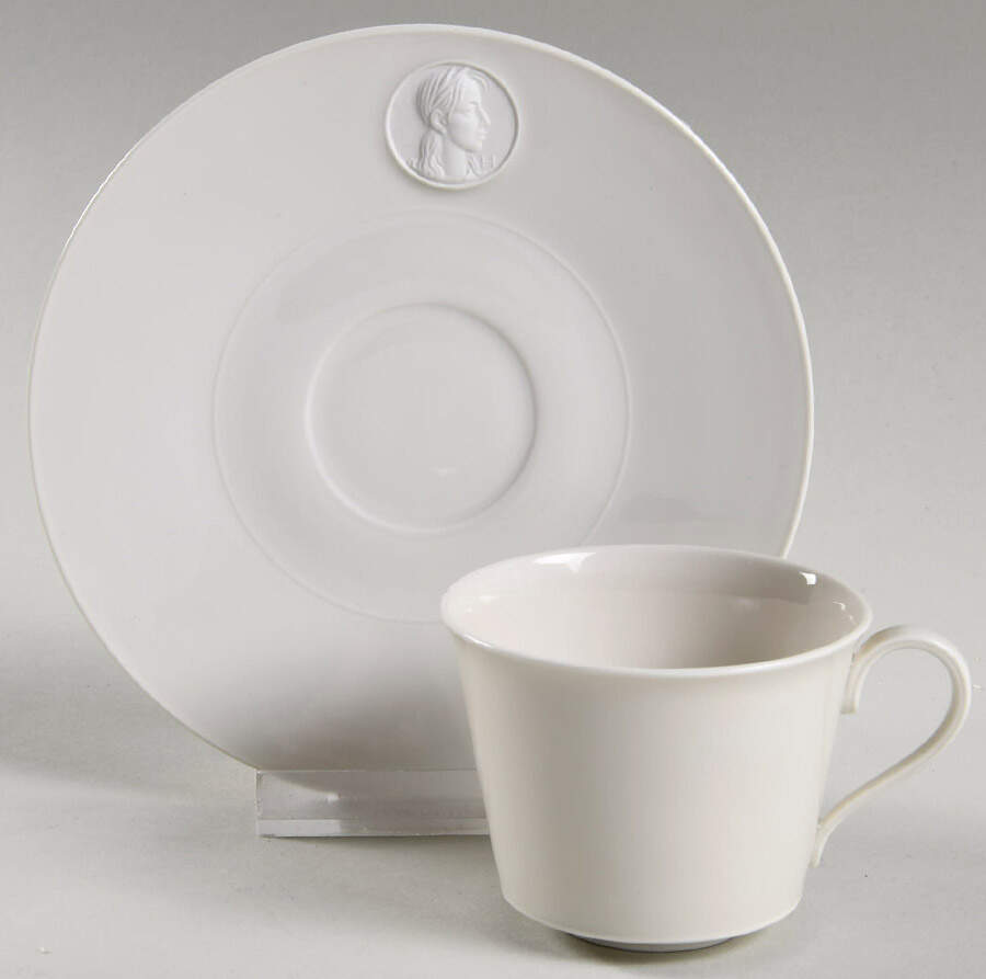 Arcadia Cream--White Flat Demitasse Cup & Saucer Set by Royal Berlin-1