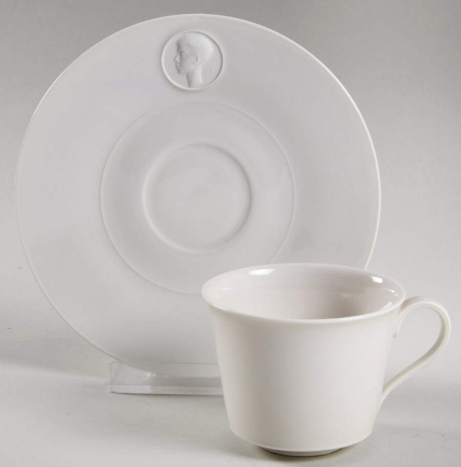 Arcadia Cream--White Flat Demitasse Cup & Saucer Set by Royal Berlin-1