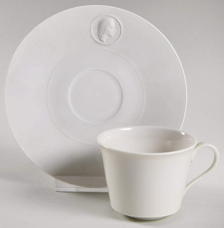 Arcadia Cream--White Flat Demitasse Cup & Saucer Set by Royal Berlin-1