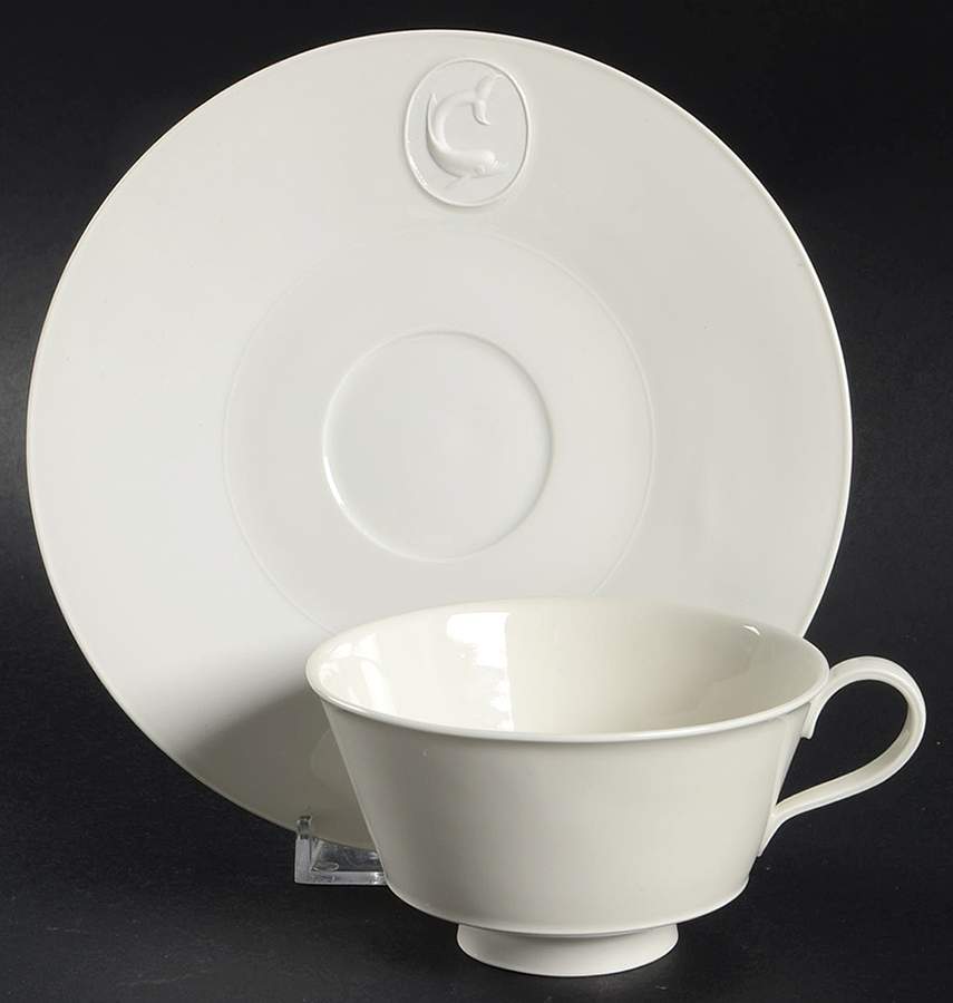 Arcadia Cream--White Footed Cup & Saucer Set by Royal Berlin-1