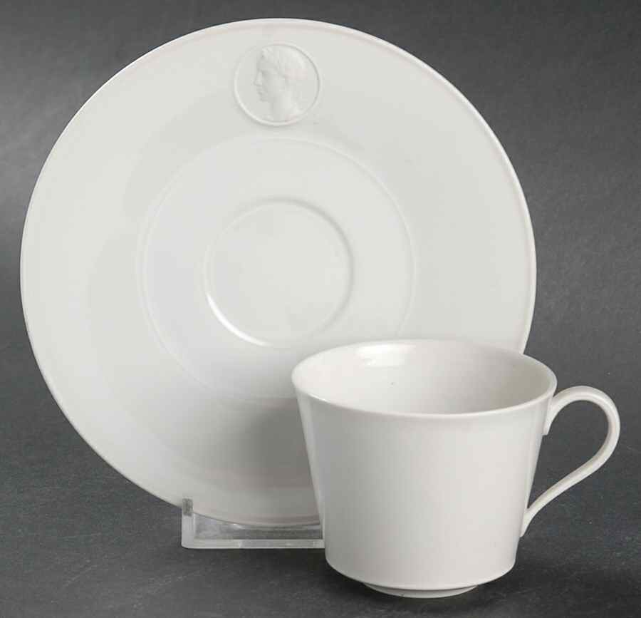 Arcadia Cream--White Flat Demitasse Cup & Saucer Set by Royal Berlin-1