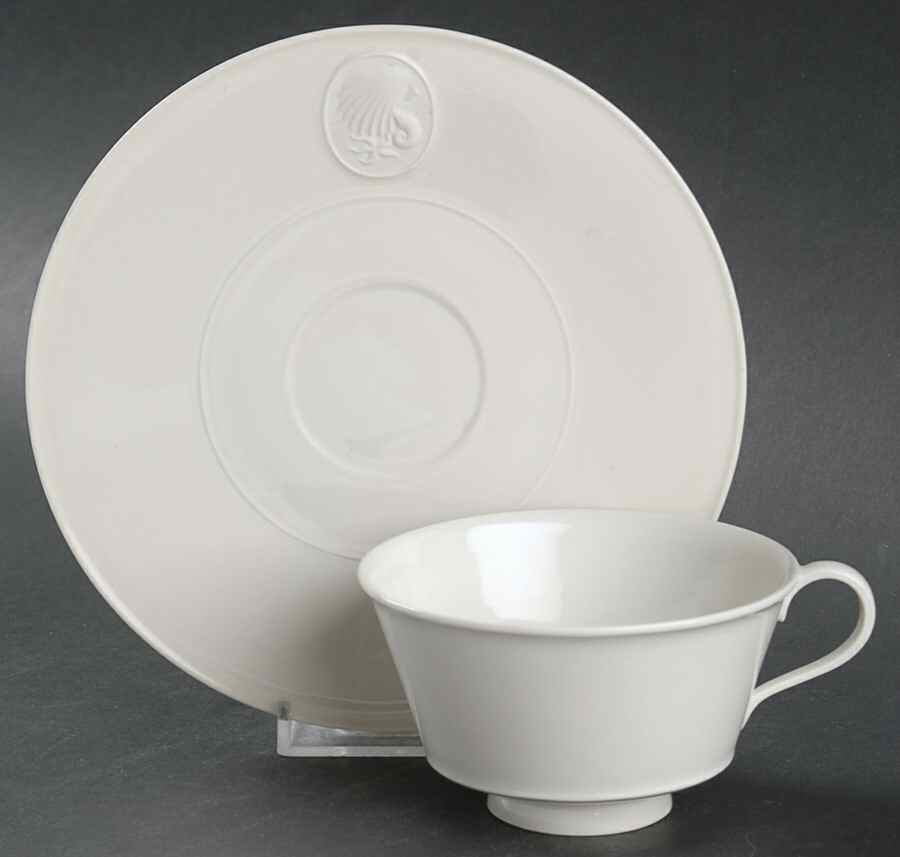 Arcadia Cream--White Footed Cup & Saucer Set by Royal Berlin-1