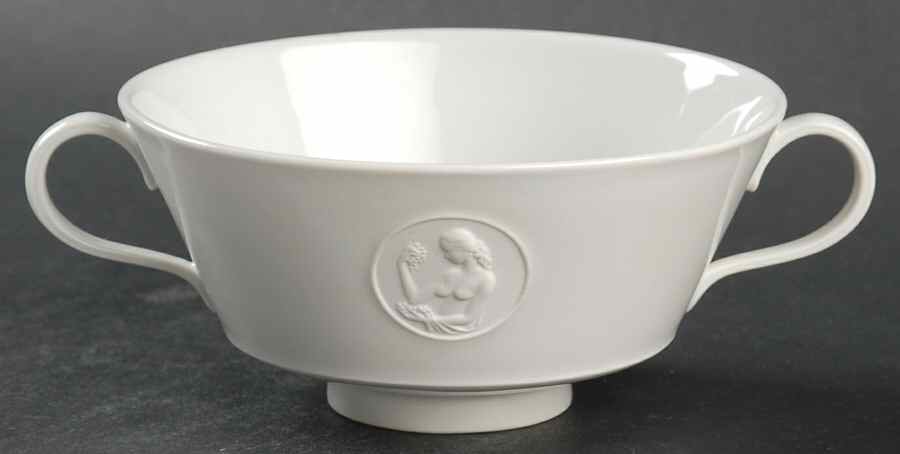 Arcadia Cream--White Footed Cream Soup Bowl by Royal Berlin-1