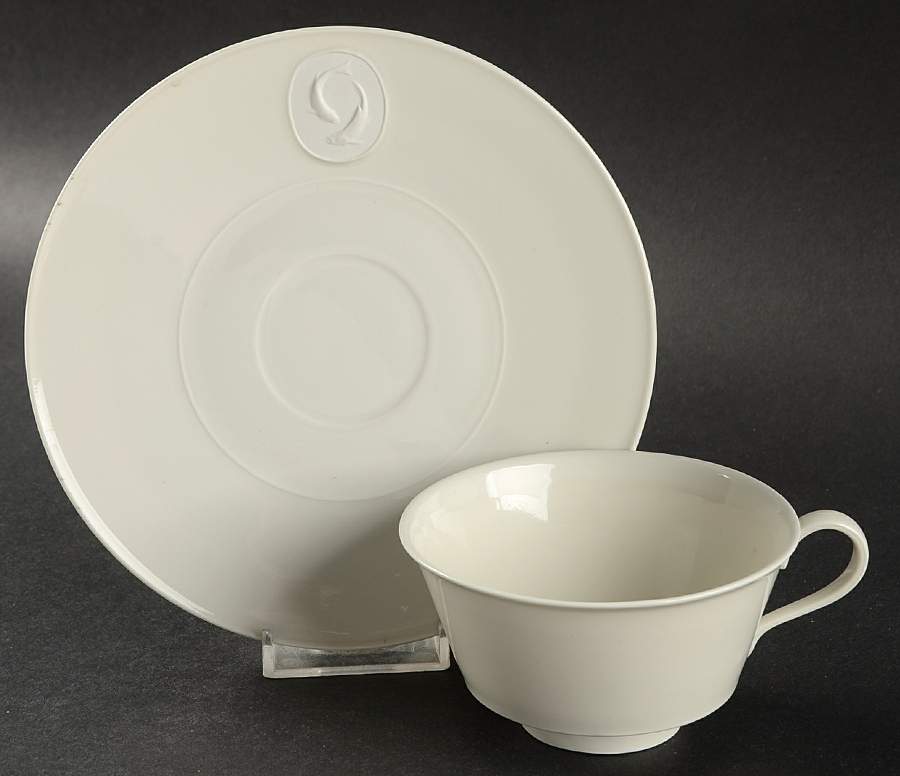 Arcadia Cream--White Footed Cup & Saucer Set by Royal Berlin-1
