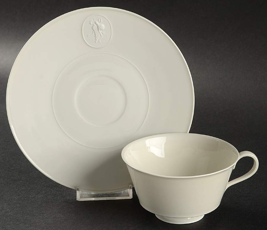 Arcadia Cream--White Footed Cup & Saucer Set by Royal Berlin-1