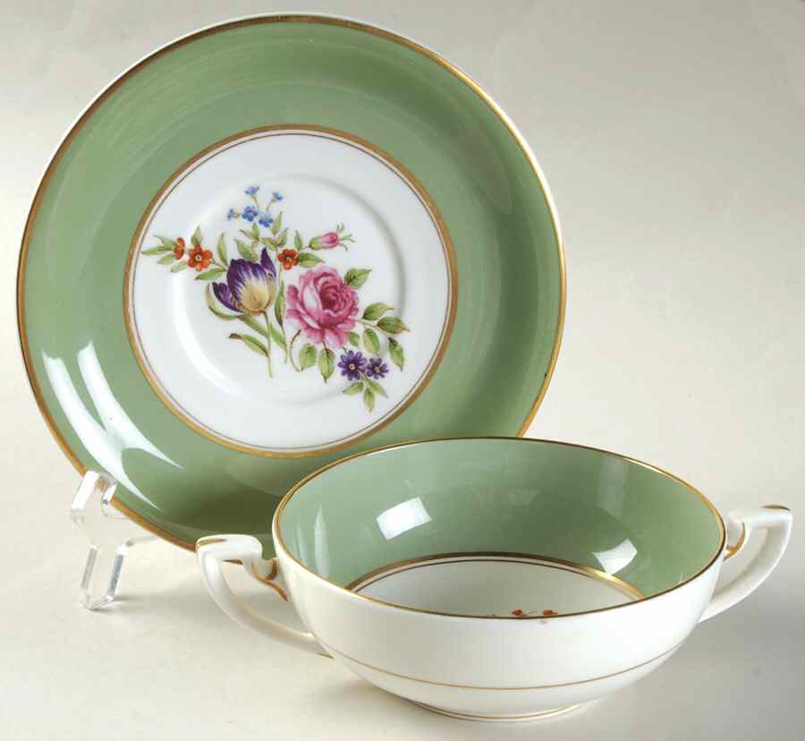 Miranda Flat Cream Soup Bowl & Saucer Set by Royal Worcester-1