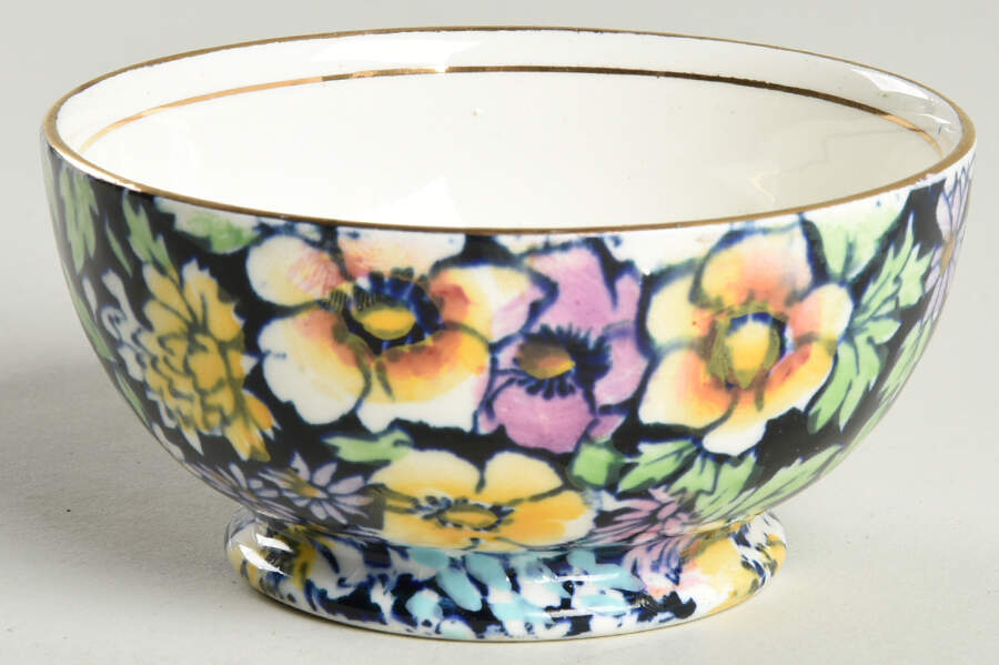 Anemone Navy Blue Albans Shape Open Sugar Bowl by Royal Winton-1