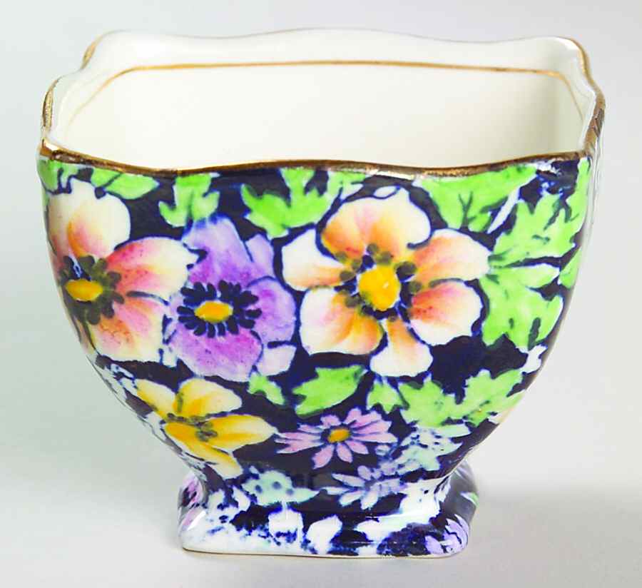 Anemone Navy Blue Ascot Straight Open Sugar Bowl by Royal Winton-1