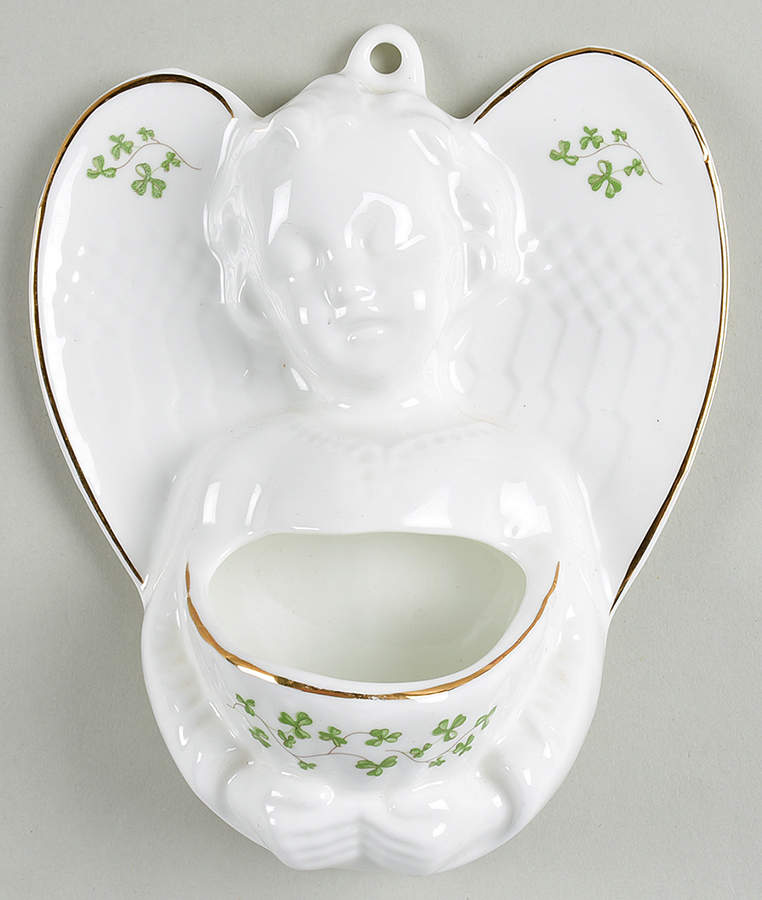 Trellis Shamrock Giftware Holy Water Font with Angel by Royal Tara-1