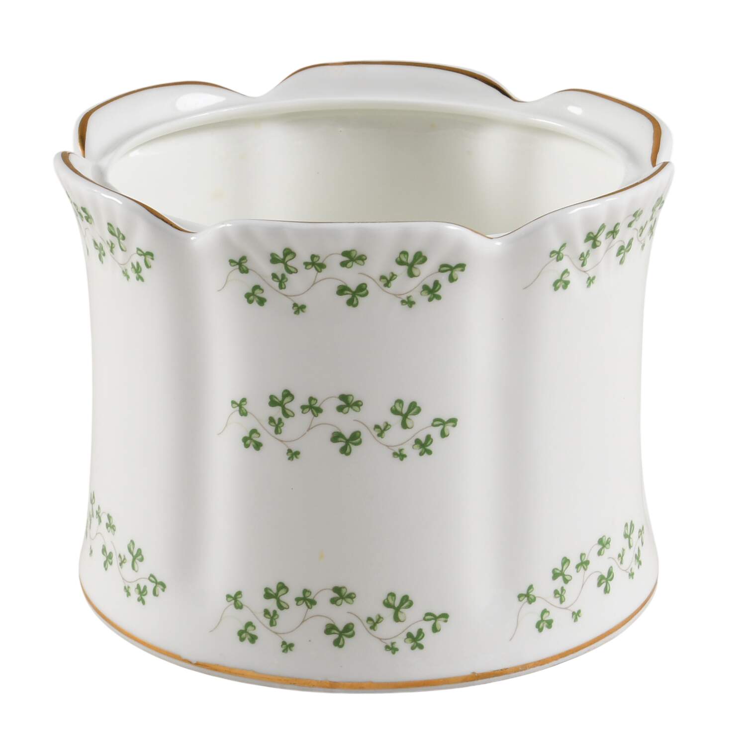 Trellis Shamrock Giftware Biscuit Barrel No Lid by Royal Tara-1