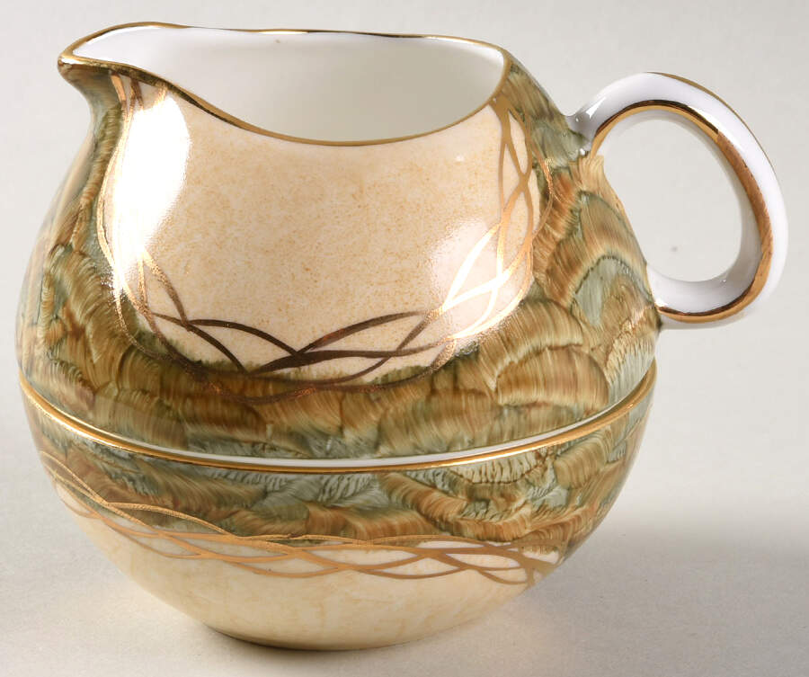 Green Marble Collection Individual Stacking Creamer & Sugar by Royal Tara-1