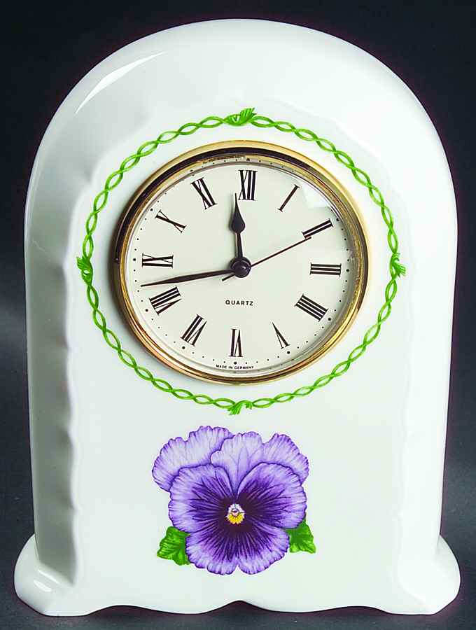 Pansies Mantel Clock by Royal Tara-1