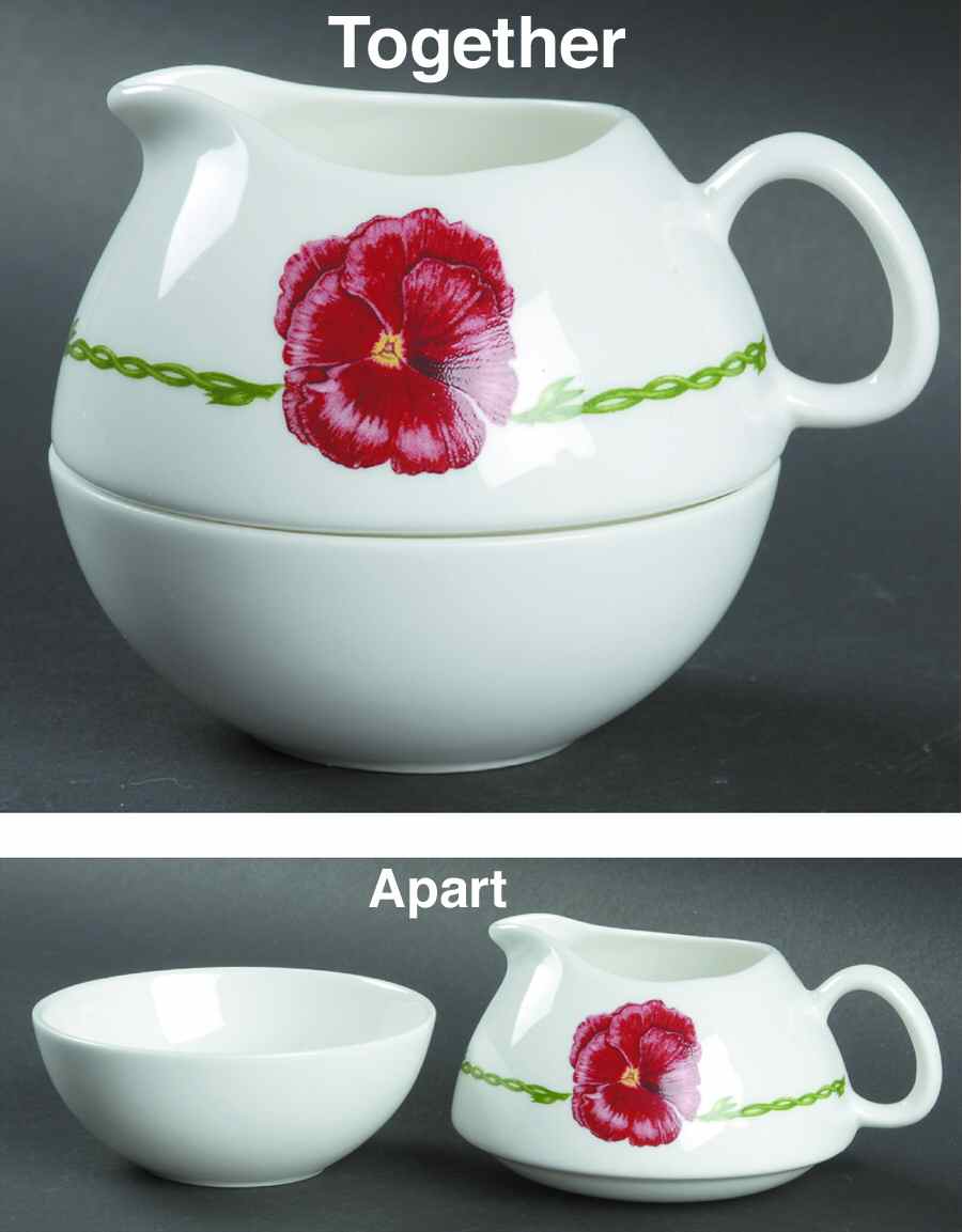 Pansies Individual Stacking Creamer & Sugar by Royal Tara-1