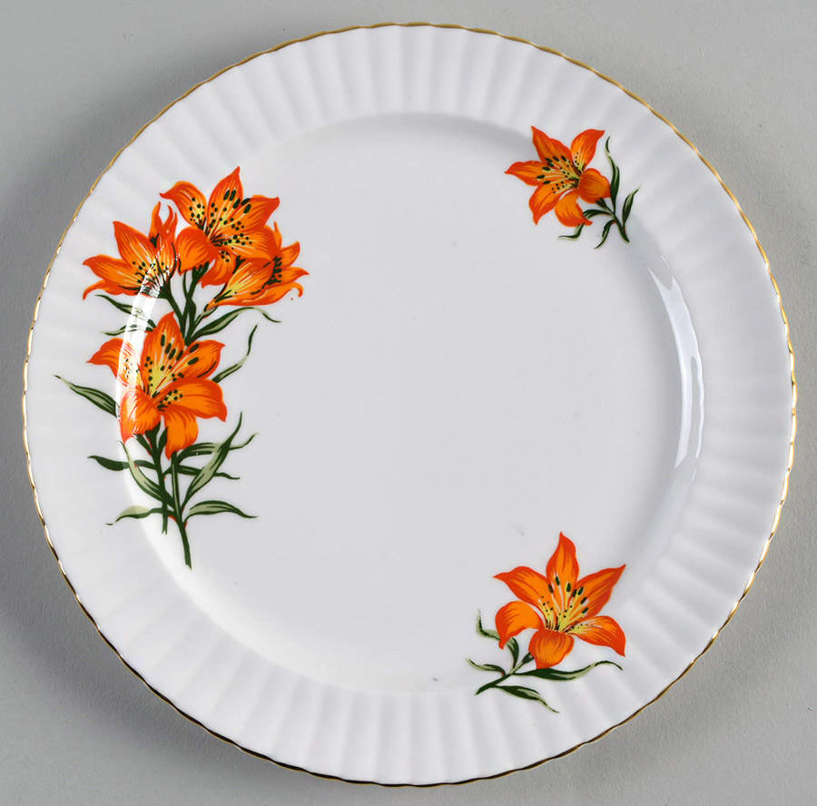 Prairie Lily (Ribbed, Gold Trim) Salad Plate by Royal Windsor-1