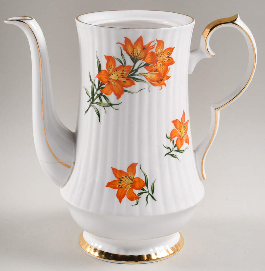 Prairie Lily (Ribbed, Gold Trim) Coffee Pot No Lid by Royal Windsor-1