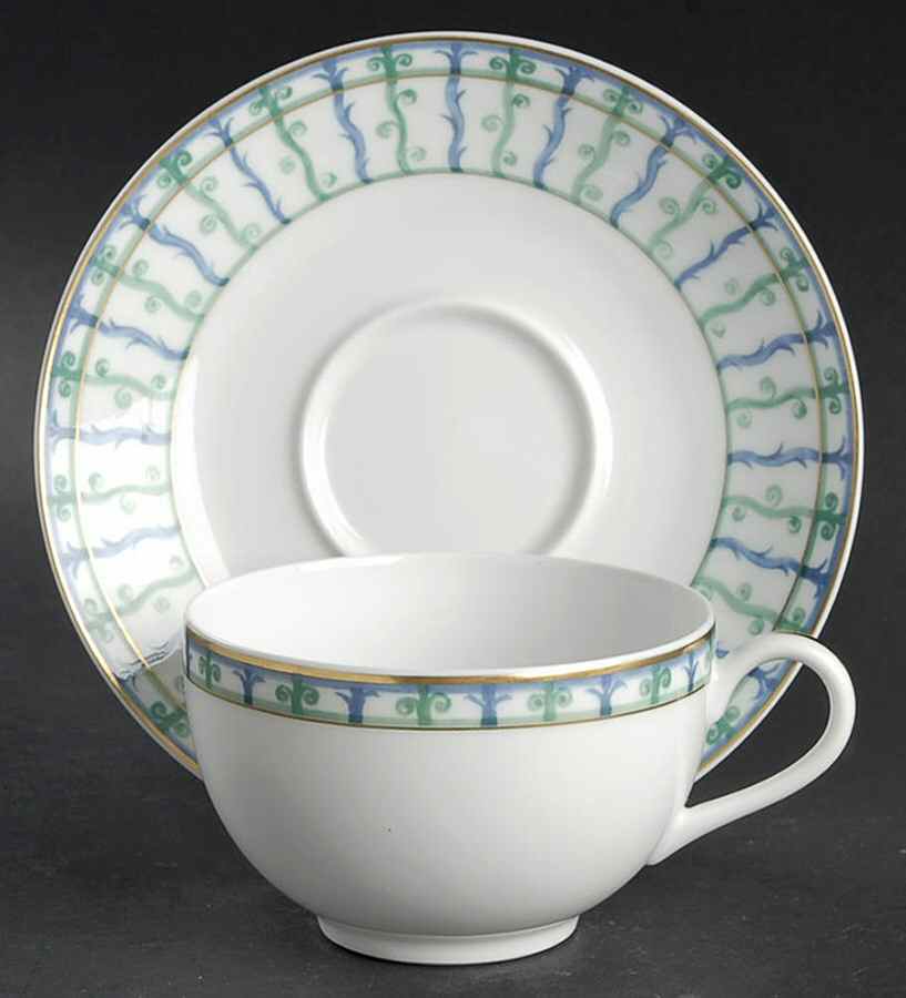 Bagatelle (White Background) Flat Cup & Saucer Set by Raynaud-1