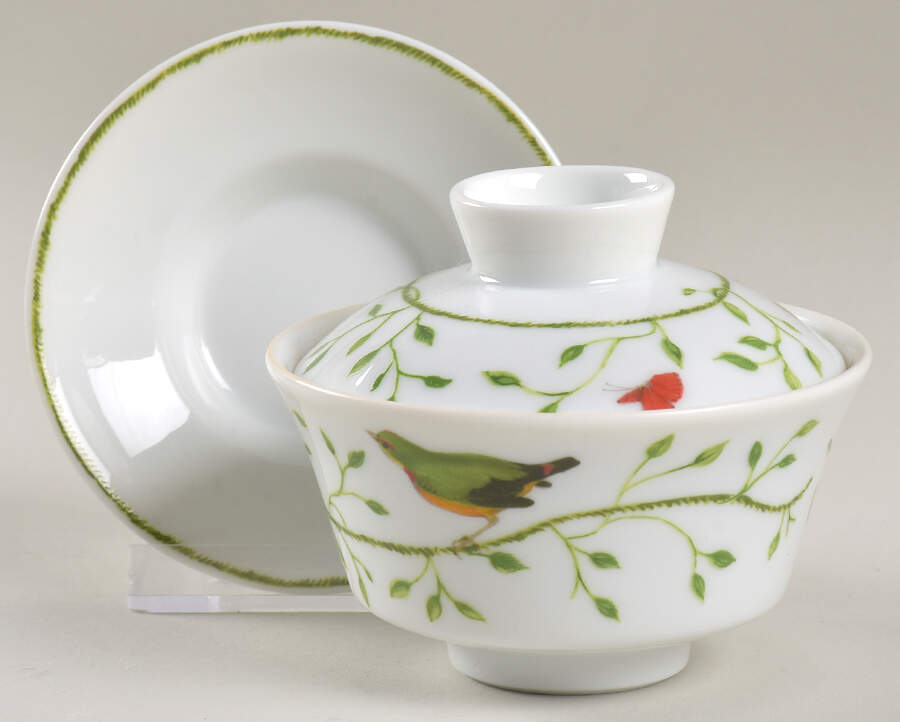 Histoire Naturelle Asian Flat Cup & Saucer Set with Lid by Raynaud-1