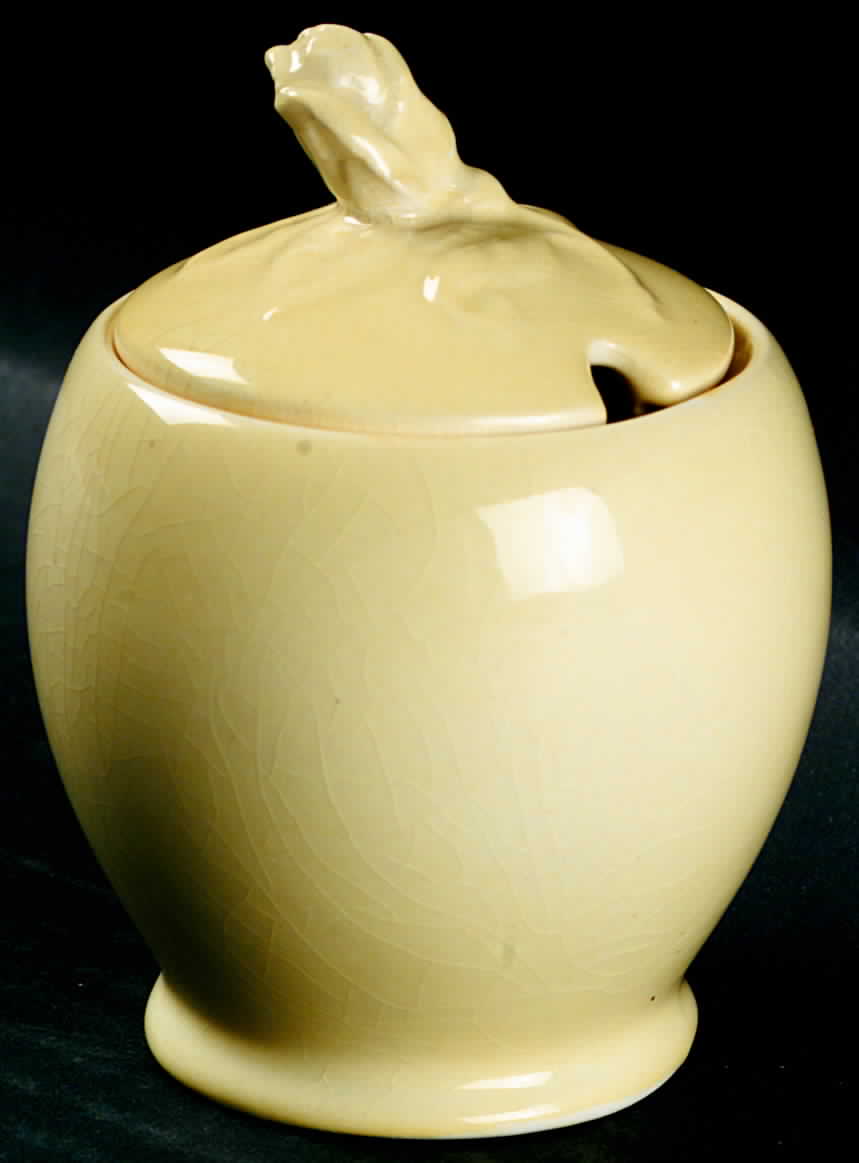 Pastel Ware Yellow (Molded Edge) Jam/Jelly & Lid by Royal Winton-1