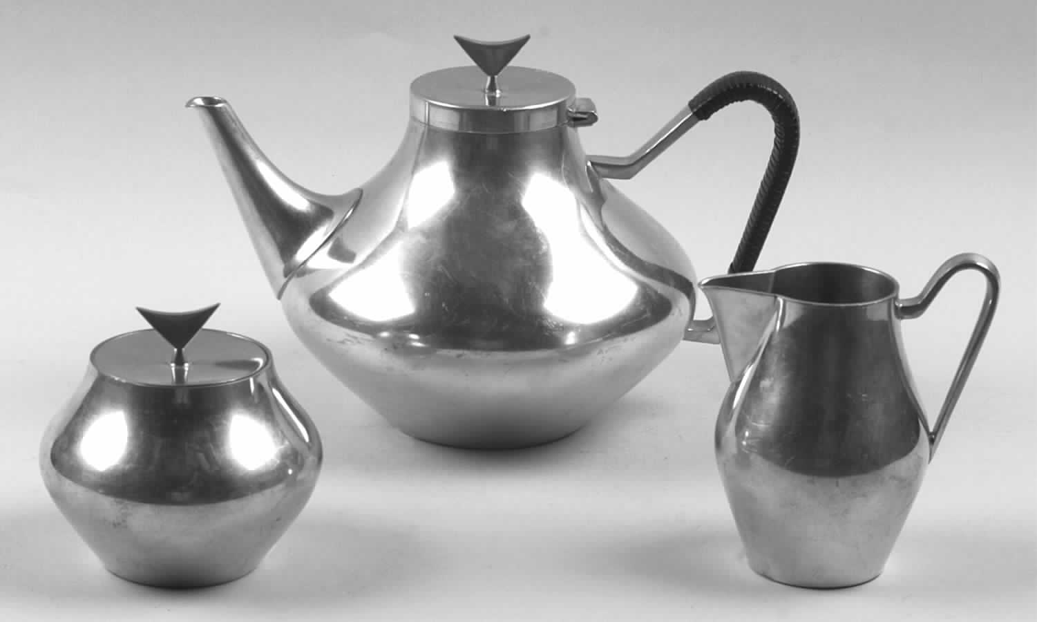 Denmark (Pewter, Hollowware) 3-Piece Tea Set with Tea Pot by Reed & Barton-1