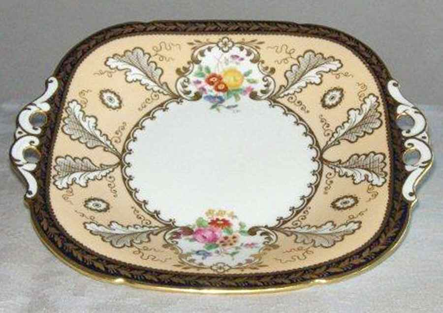 T1612 Square Handled Cake Plate by Royal Cauldon-1