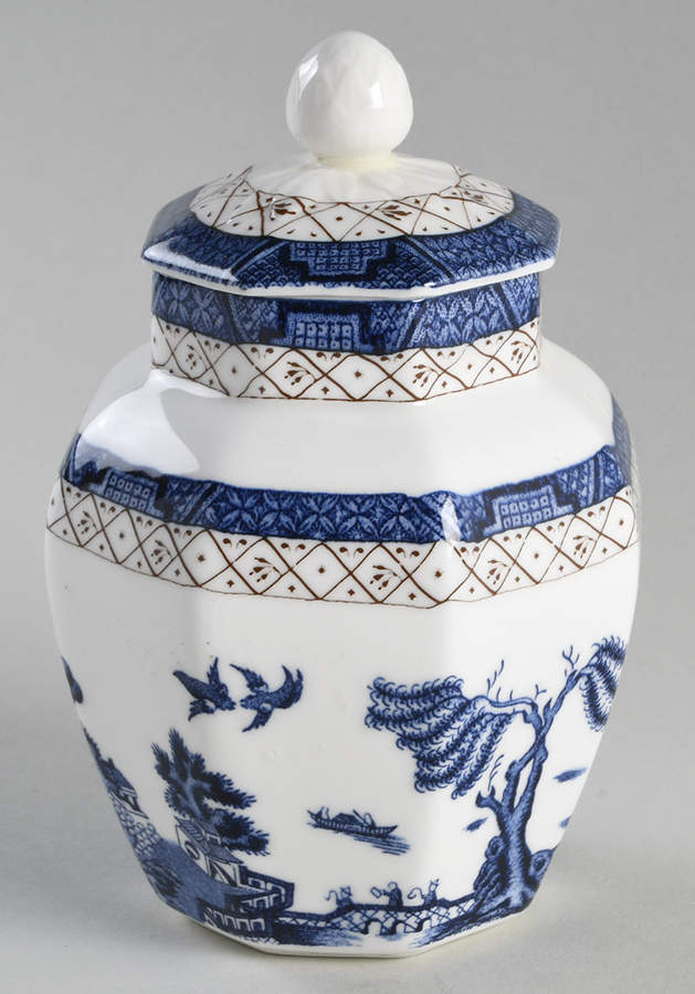 Real Old Willow (No Gold) 4" Octagonal Jar & Lid by Royal Doulton-1