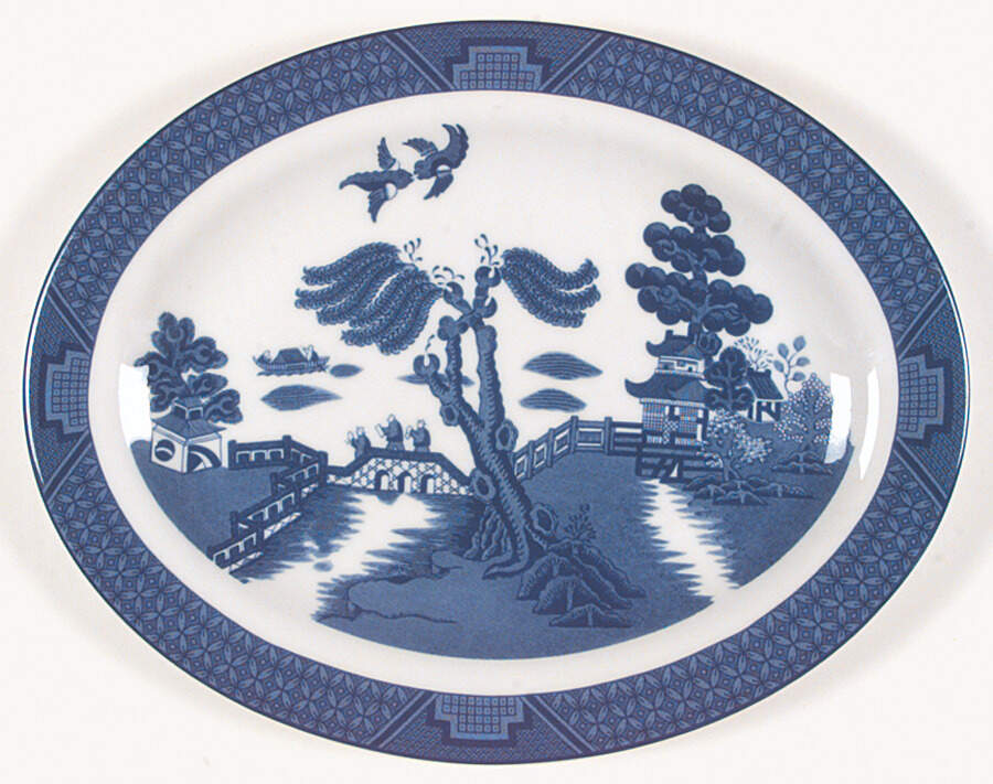 Real Old Willow (No Gold) 13" Oval Serving Platter by Royal Doulton-1