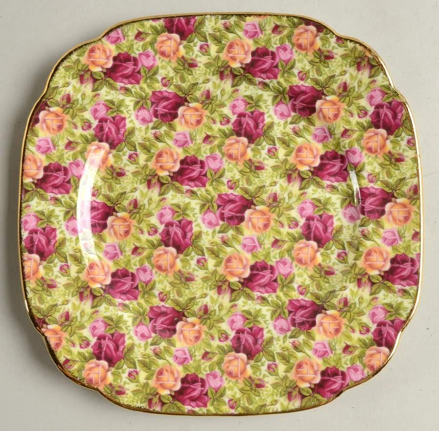 Old Country Roses Chintz Collection Square Salad Plate by Royal Albert-1
