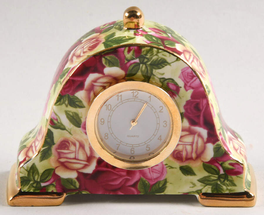 Old Country Roses Chintz Collection Small Desk Clock by Royal Albert-1