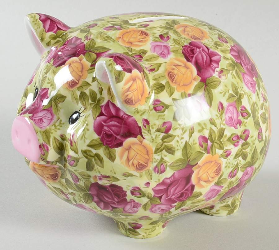 Old Country Roses Chintz Collection Piggy Bank by Royal Albert-1