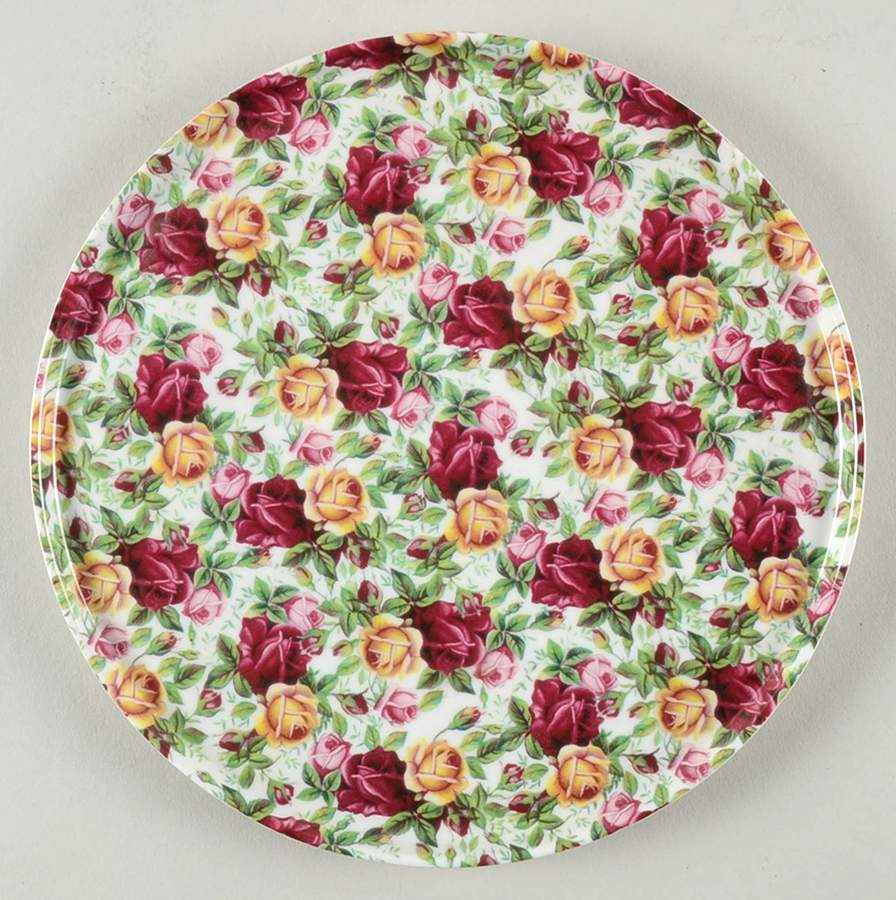 Old Country Roses Chintz Collection Round Melamine Tea Tile by Royal Albert-1