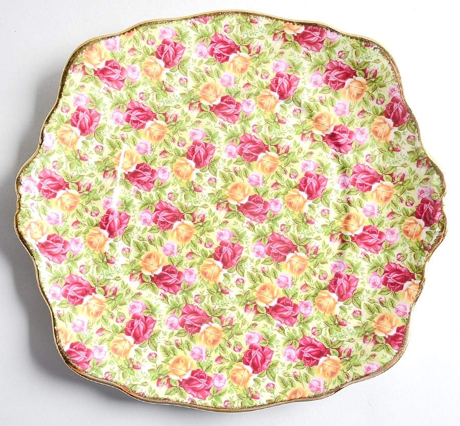 Old Country Roses Chintz Collection Square Handled Cake Plate by Royal Albert-1