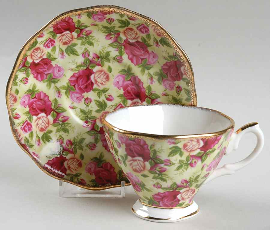 Old Country Roses Chintz Collection Footed Cup & Saucer Set by Royal Albert-1